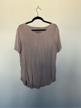 Crazy Train Oversized Relaxed V-Neck Short Sleeve Top - Mauve